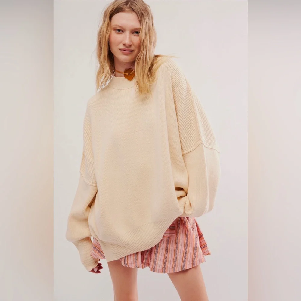 Free People Easy Street Tunic Sweater Cream XS NWT - Picture 3 of 6